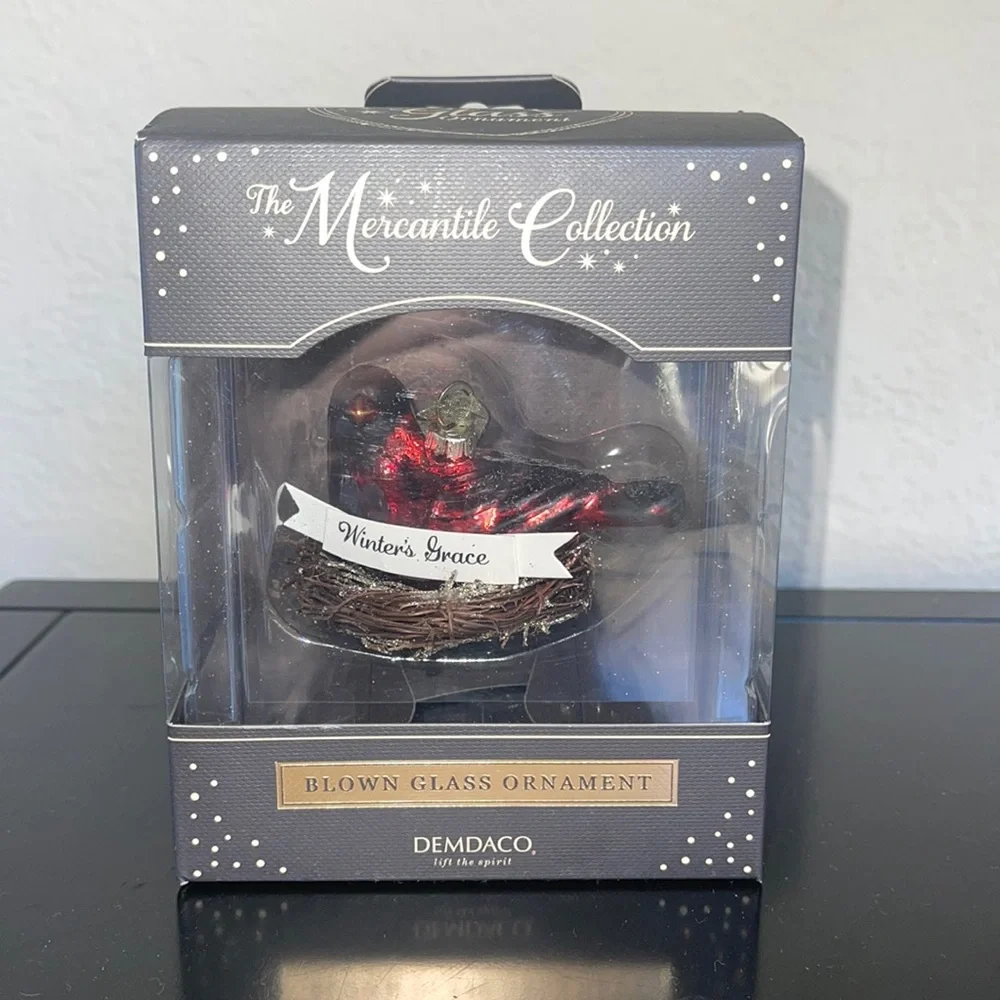 NIB Blown Glass Cardinal Christmas Holiday Ornament